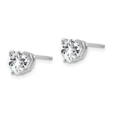 14k White Gold 6mm Heart Cubic Zirconia Earrings